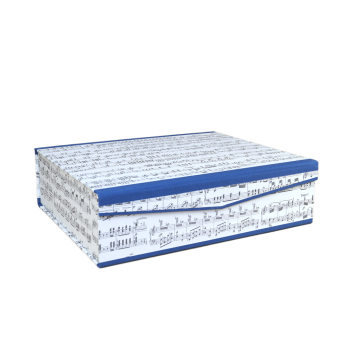 Notenbox, blaue Leinenkanten